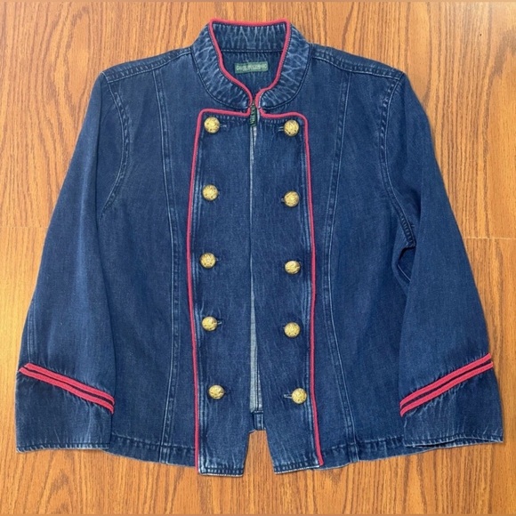 Vintage Distressed Ralph Lauren Womens XL Jacket Military Band Double Breasted - Picture 7 of 9